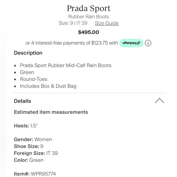 Authentic PRADA SPORT GREEN Rubber Women's Boots Sz 39 (US 9) RARE MILITARY - Picture 11 of 11